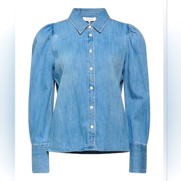 Frame Denim - Puff sleeve denim Voluminous top Size Medium. Excellent condition - Picture 1 of 10